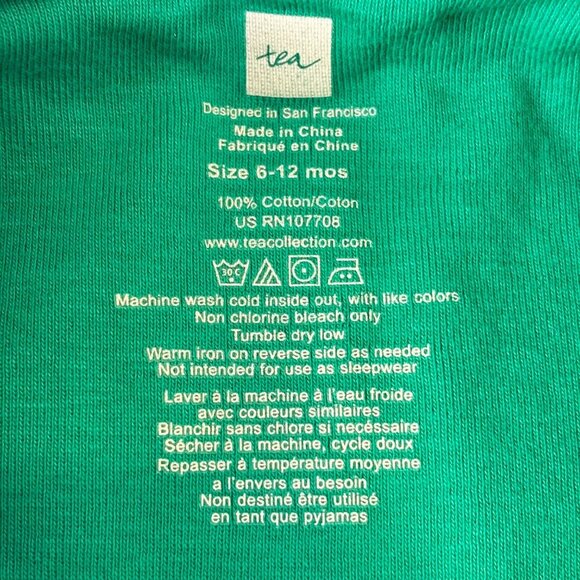 Tea Collecton Dress Size 6 12 Months Kelly Green Cotton Peacock Ruffles NWOT - Picture 2 of 6